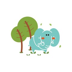 Fototapeta premium Elephant with trees icon