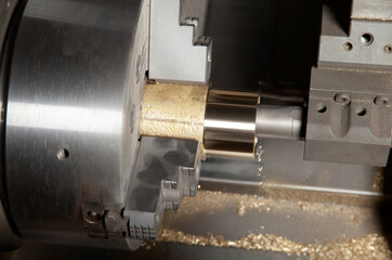 CNC Lathe Processing. Metalworking industry.