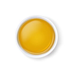 Vector olive or sunflower oil in a white ceramic bowl.