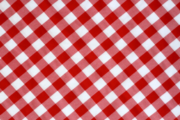 top view, tablecloth scotch pattern red white. can place food and everything on tablecloth or design cool banner on page and cover