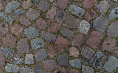 Texture of an old German granite road.