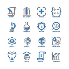 collection of educational subject icons
