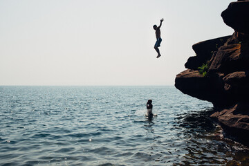 Father and Son Jumping in the Water (sequence 03)