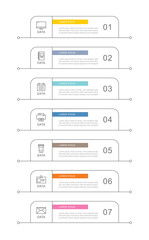 7 data infographics tab index template with thin line design. Vector illustration abstract background. Can be used for workflow layout, business step, banner, web design.
