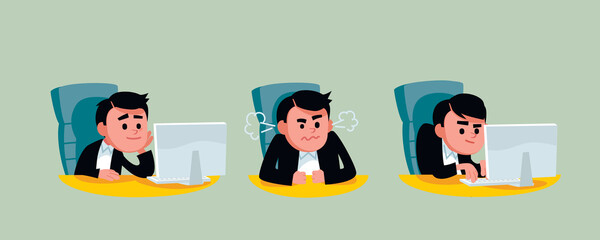 Furious boiling raging frantic, businessman. Thinking, thoughtful uncertain puzzled manager.