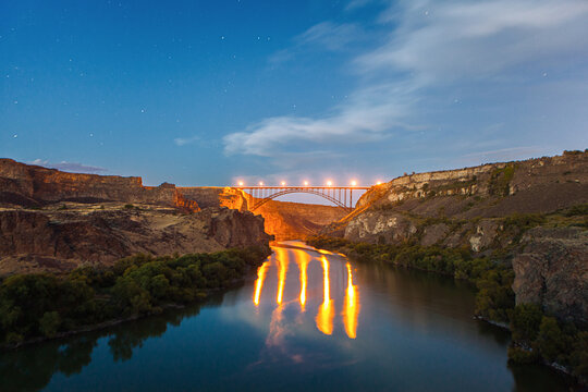 Night View of Perrine Bridge over the Snake River