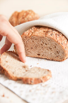 Fresh bread on white