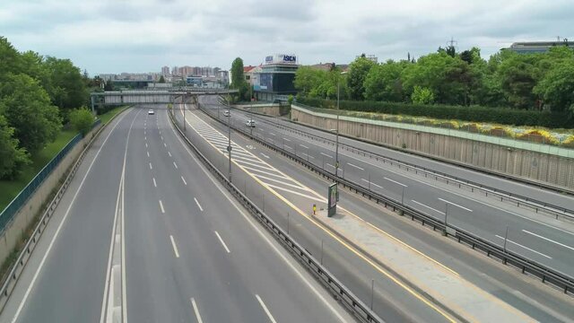 deserted highways during corona curfew in Istanbul