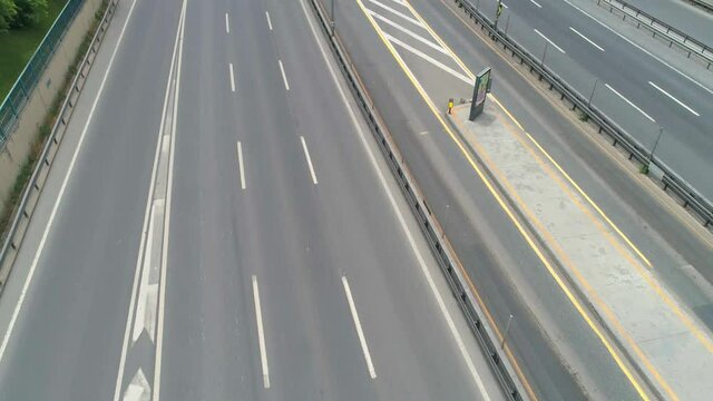 deserted highways during corona curfew in Istanbul