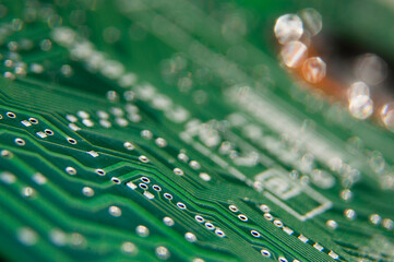 Closeup of electronic circuit board