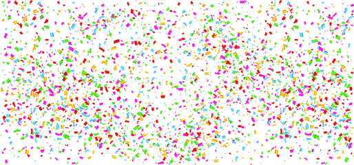 Flying particles confetti's party loading. Gongrats you did it. Festive background with many falling tiny colored confetti pieces for wedding, diploma, celebration, celebrate. Flat vector sign, banner
