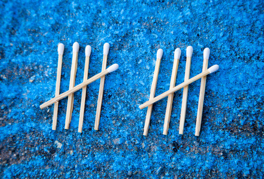 Matches countdown on blue chalk