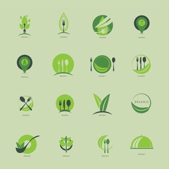 set of organic food design icons