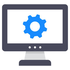 
Computer desktop with gear inside showing system setting icon
