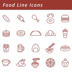 collection of food line icons