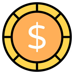 
Currency icon in flat style, dollar coin in editable vector 

