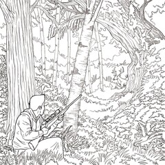 Man hunting in the forest
