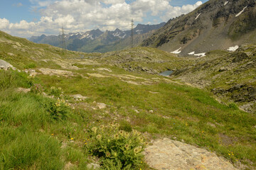 Landscape of Nufenen pass in the Swiss alps