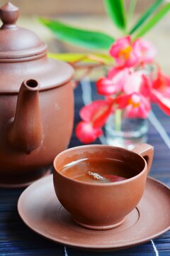 Tea cup and pot