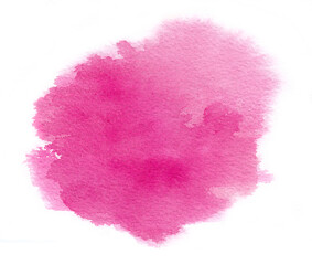 Bright magenta watercolor stain with water colour paint stroke