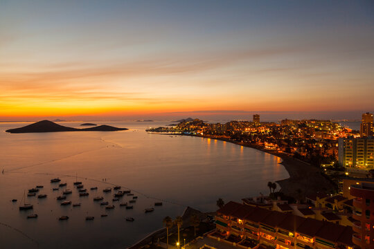 La Manga del Mar Menor Skyline at Night, Murcia, Spain
