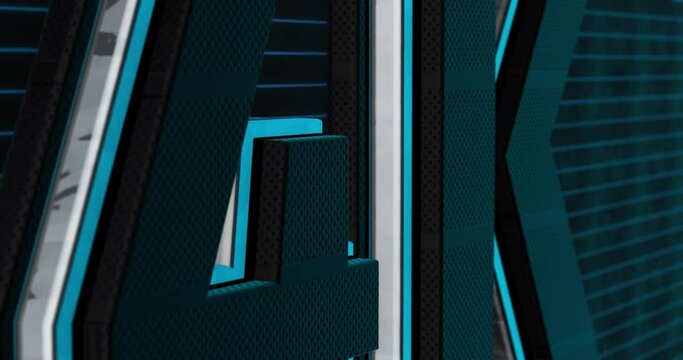 4K, 4000. Modern 3D Promotion Intro. Metal Text Logo for Social Media. Blue glow. Black Background
