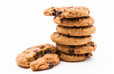 A column of cookies in front of white background