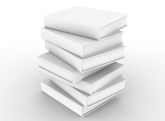 template empty hardcover book mockup set white background , 3d rendering	
