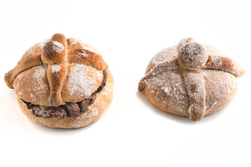 Pan de muerto with typical Mexican food