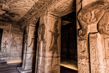 Ancient Egyptian temple built by nefertari, dedicated to his wife Nefertari, sculpted in the stone...