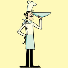 cook holding an empty bowl in his hand