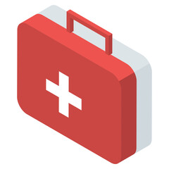 Obraz premium First aid kit for medical emergency icon in isometric design 