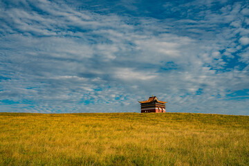 A Tibetan monastery on Ruoergai grassland, Sichuan, China.