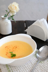 Obraz na płótnie Canvas Homemade pumpkin soup with spices. Vegan food