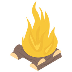 
Isometric icon in camp fire 
