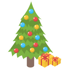 
Christmas tree in isometric icon 
