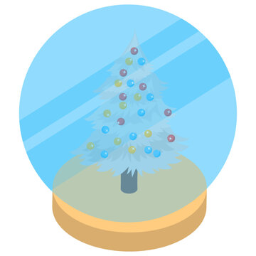 
 Snow Globe In Isometric Icon 
