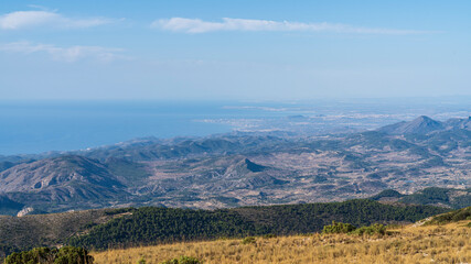 View of the Alicante coast from the top of the Aitana mountain.