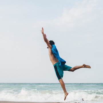 superhero lifting off