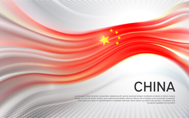 China flag background. Blurred pattern of light lines in the colors of the china flag, business brochure. State banner, Chinese poster, patriotic cover, flyer. Vector design