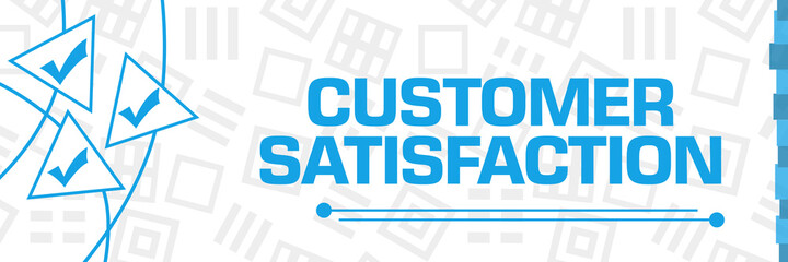 Customer Satisfaction Tick Marks Blue Curves Triangles Horizontal 