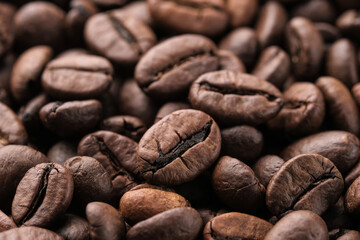 Coffee beans macro background