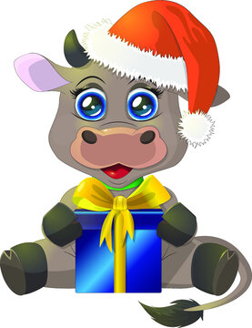 New Year's bull.Bull with a gift for design.