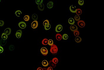 Dark Green, Red vector backdrop with dots.