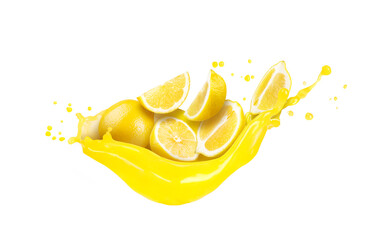 lemons in a splash of juice