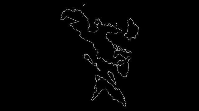 Bicol Philippines region map outline animation