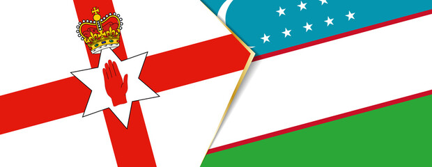Northern Ireland and Uzbekistan flags, two vector flags.