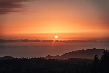 El Teide sunset over the clouds 