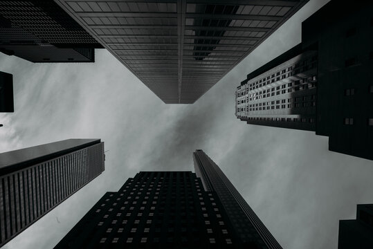 Abstract Financial Buildings in Black and White