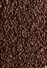 Coffee beans,  full frame shot, top view. Vertical image.